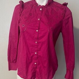 Old Navy Fuchsia Blouse with Eyelet Detail